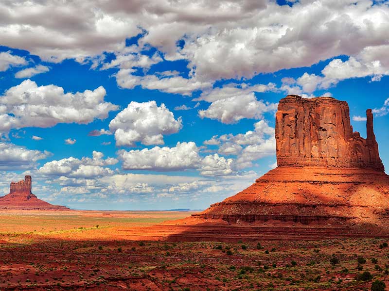 The West Mitten Butte, with another butte in the background, at Monument Valley