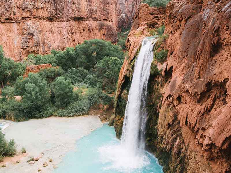 Havasu Falls, a waterfall inside the Grand Canyon